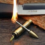 Bullet shape permanent match lighter with open flame brass metal body