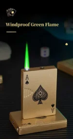 Poker Jet Flame Lighter – Refillable Windproof Butane Lighter with Green Flame - Image 5