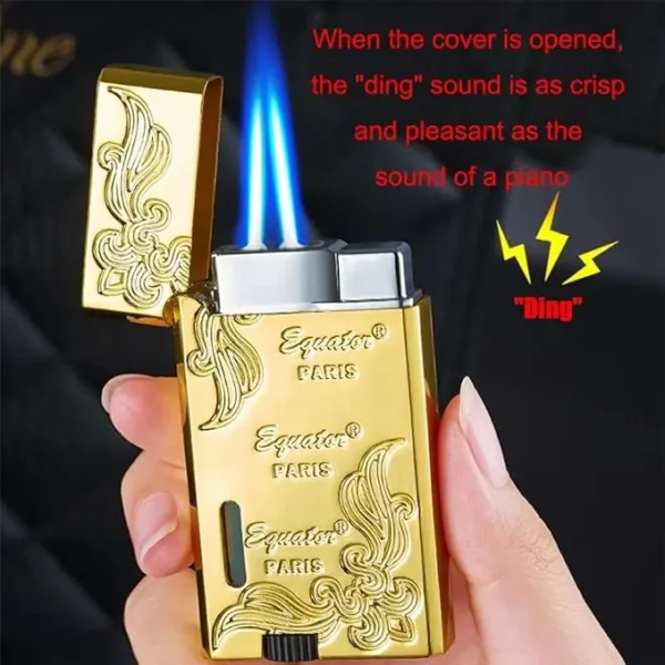 Dual Flame Windproof Metal Lighter - Image 2
