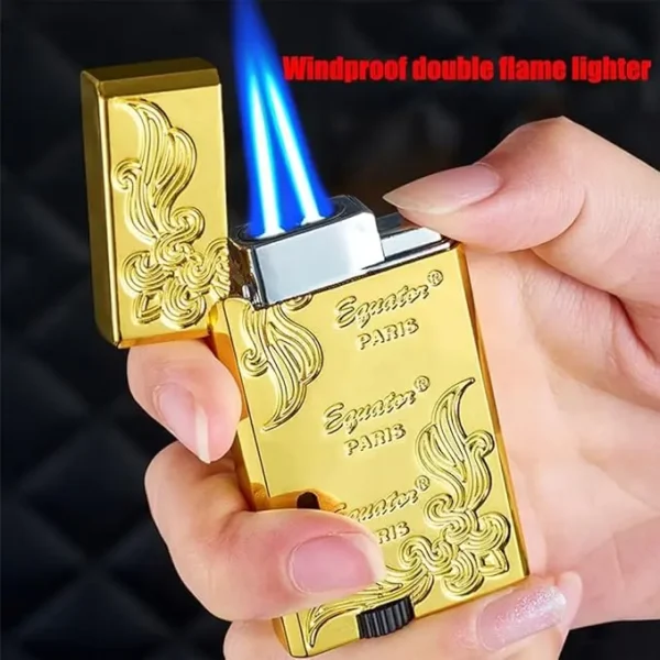 Dual Flame Windproof Metal Lighter - Image 3