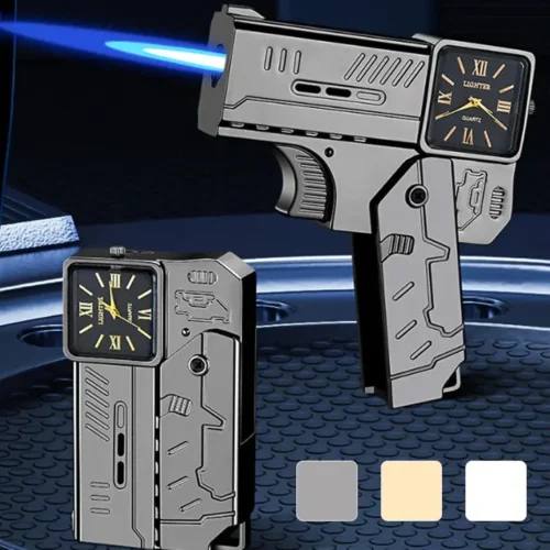 Folding Gun Lighter + Cool Dial Watch