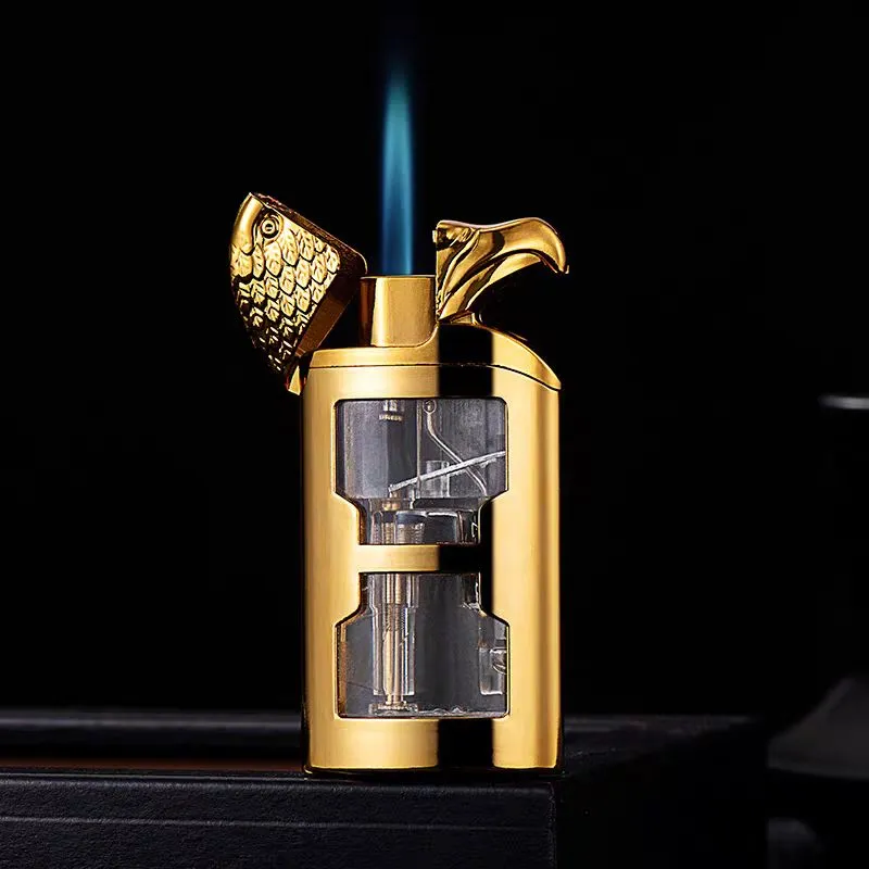 Eagle Head Jet Flame Lighter with Transparent Fuel Tank