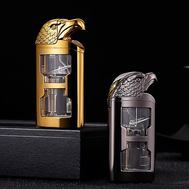 Eagle Head Jet Flame Lighter with Transparent Fuel Tank