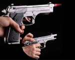 Side profile of 9mm pistol shaped jet flame lighter