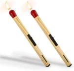 Two wooden matchstick stick lighters showing black slide ignition switch