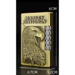 Side view of the Dupont-style Harley Eagle lighter highlighting metal finish and measurement