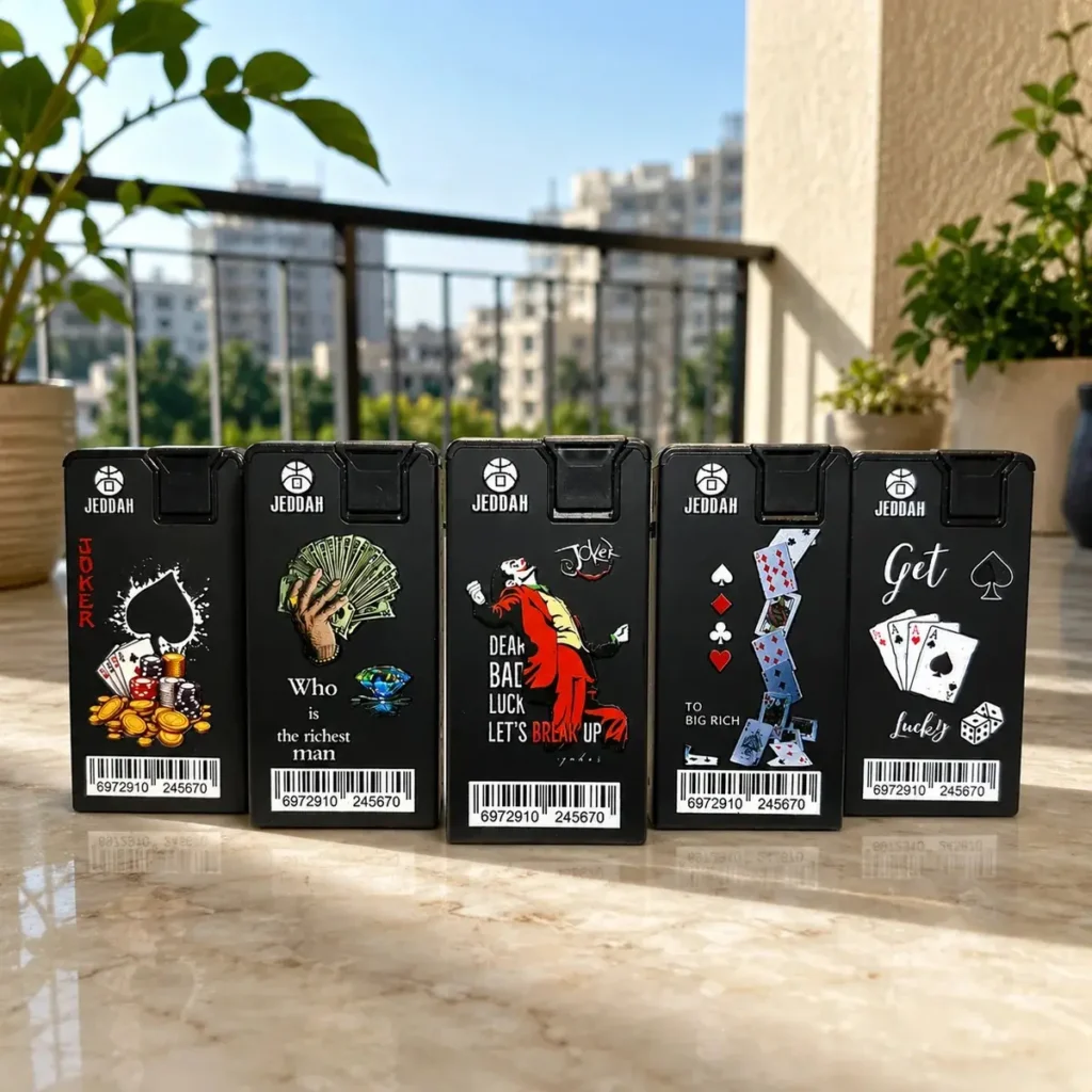 Jackpot designer print jet flame lighters showing different casino designs