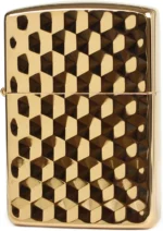 Close-up of the honeycomb pattern on the metal lighter surface