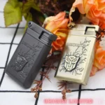 Side view of the Autobot metal lighter highlighting the sculpted body