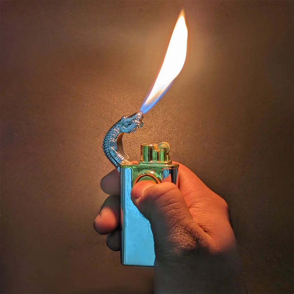 double flame fire lighter Single soft flame mode on the Crocodile Head Dual Flame Lighter